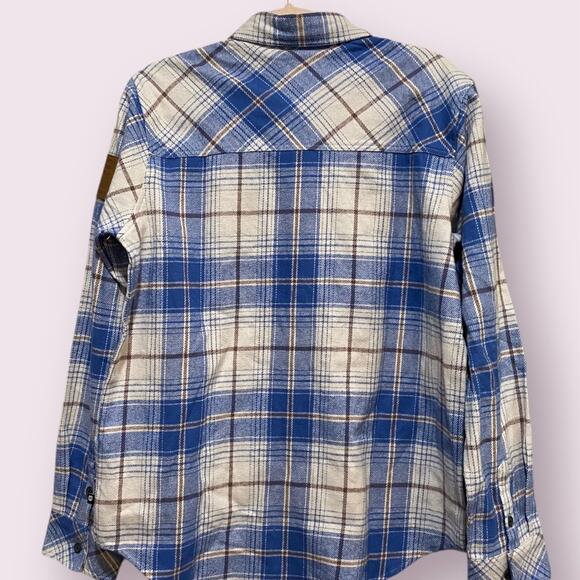 Howitzer Blue Plaid Button-Down Flannel Long Sleeve Shirt Size 100% Cotton Small - Picture 3 of 10